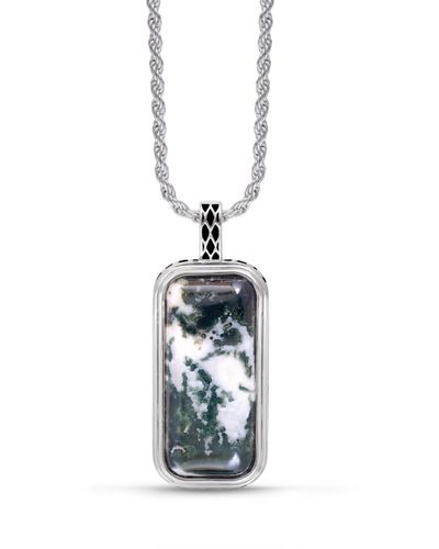 LuvMyJewelry Tree Agate Gemstone Sterling Silver Men Tag - White