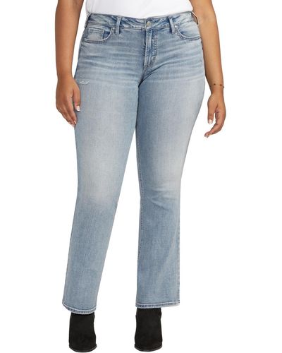 Silver Jeans Co. Plus Size Britt Low Rise Curvy Fit Slim Bootcut Jeans - Blue