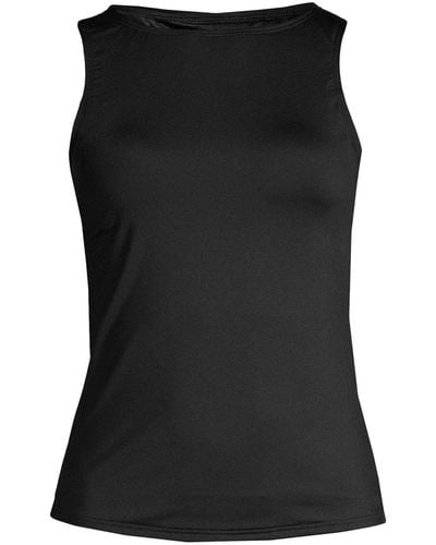 Lands' End Plus Size Chlorine Resistant High Neck Upf 50 Sun Protection Modest Tankini Swimsuit Top - Black