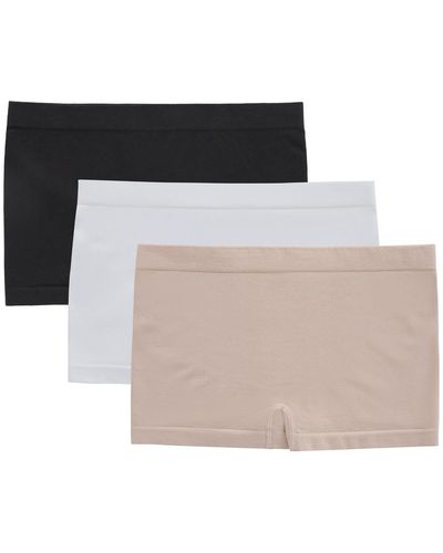 On Gossamer Cabana Cotton Seamless Boyshort Underwear 3-pack G0331p3 - White