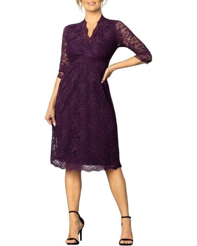 Kiyonna Scalloped Boudoir Lace Cocktail Dress - Purple