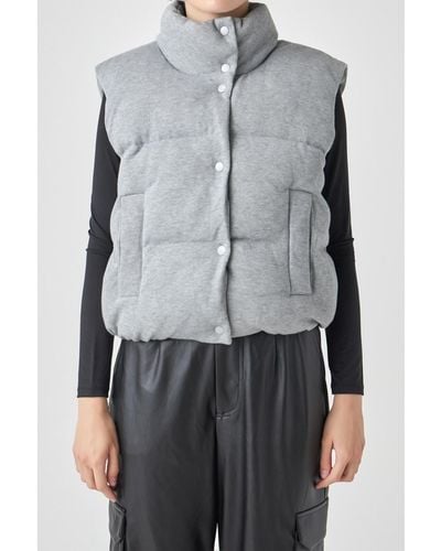 Grey Lab Knit Puffer Vest - Gray