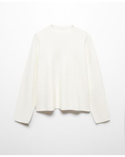 Mango Perkins Neck Knitted Sweater - White