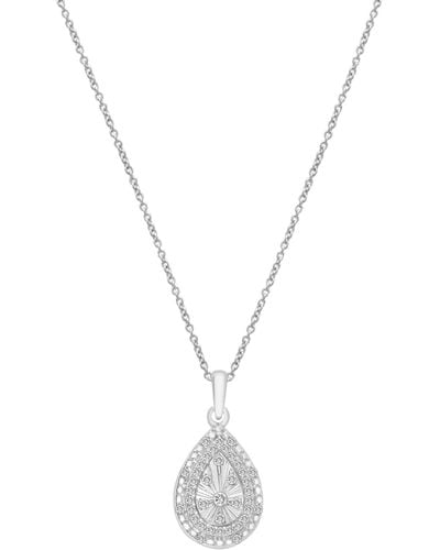Macy's Diamond Teardrop 18" Pendant Necklace (1/4 Ct. T.w. - Metallic