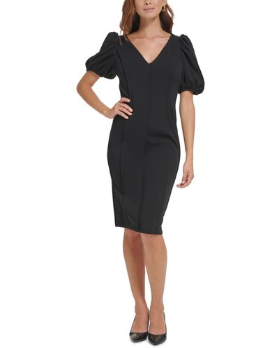 Calvin Klein Puff-sleeve Sheath Dress - Black