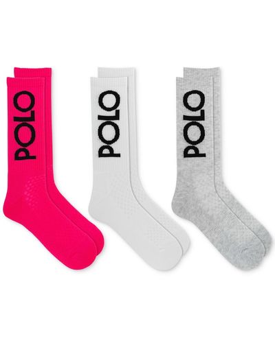 Polo Ralph Lauren 3-pk. Big Polo Crew Socks - Pink