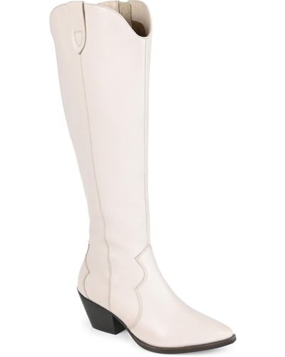 Journee Signature Pryse Western Knee High Boots - White