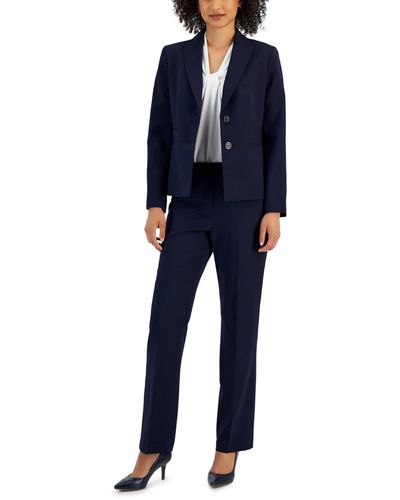 Le Suit Peal-lapel Mid-rise Straight-leg Pantsuit - Blue