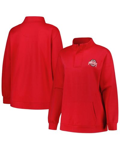 Profile Ohio State Buckeyes Plus Size Fleece Quarter-zip Jacket - Red