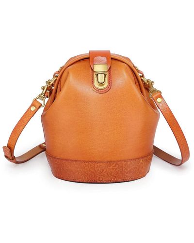 Old Trend Genuine Leather Doctor Bucket Crossbody Convertible Bag - Orange