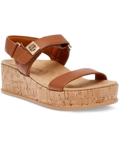 Anne Klein Verse Platform Wedge Sandals - Brown