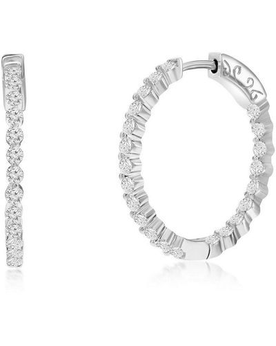 Simona Sterling Or Gold Plated Over Sterling 25mm Inside-outside Round Cz Hoop Earrings - Metallic