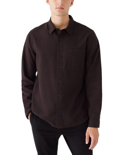 Frank And Oak Solid-color Flannel Button Shirt - Black