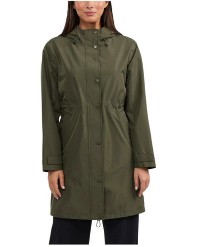 Ellen Tracy Hooded Waterproof Raincoat - Green