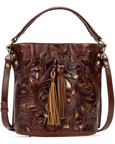 Patricia Nash Otavia Cut-out Leather Bucket Bag - Brown