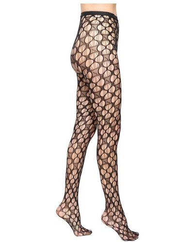 Stems Lace Fishnet Tights - Brown