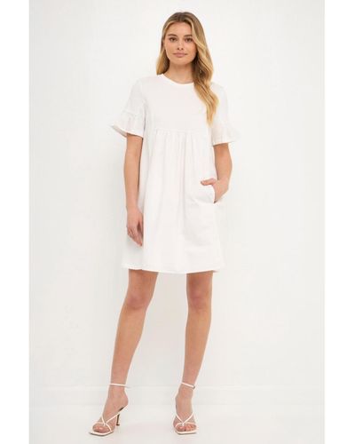 English Factory Solid Mini Dress - White