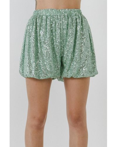 Endless Rose Sequins Blouson Shorts - Green