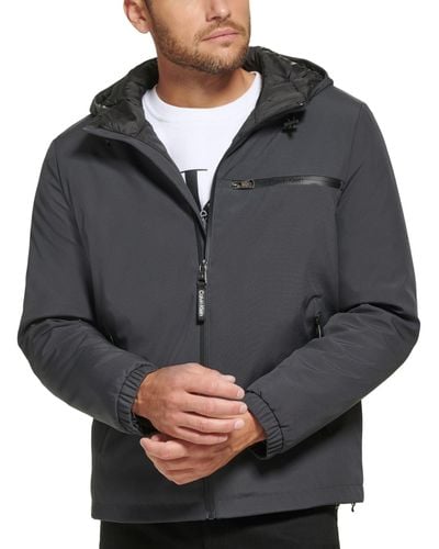 Calvin Klein Infinite Stretch Water-resistant Hooded Jacket - Gray