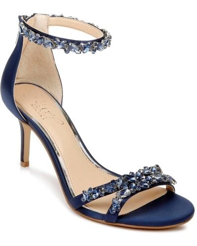Badgley Mischka Caroline Embellished Ankle Strap Evening Sandals - Blue