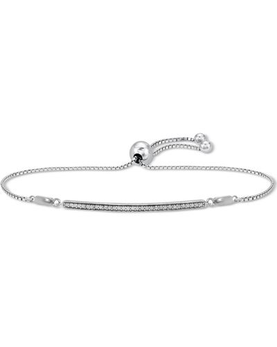 Macy's Diamond Bar Bolo Bracelet (1/6 Ct. T.w. - Metallic