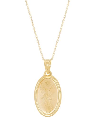 Macy's Angel Prayer Oval Medallion 18" Pendant Necklace - Metallic