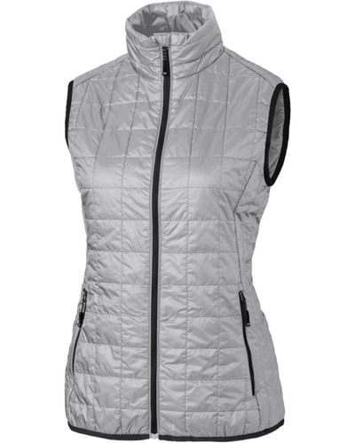 Cutter & Buck Plus Size Rainier Primaloft Eco Insulated Full Zip Puffer Vest - Gray