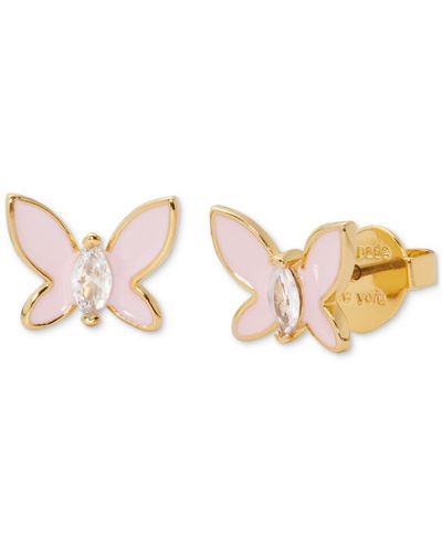 Kate Spade Gold-tone Cubic Zirconia & Colored Butterfly Mini Stud Earrings - Pink