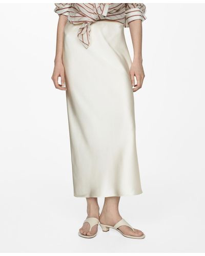 Mango Midi Satin Skirt - White
