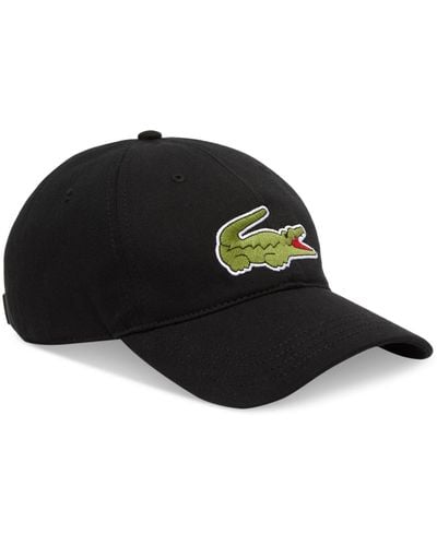 Lacoste Adjustable Croc Logo Cotton Twill Baseball Cap - Black