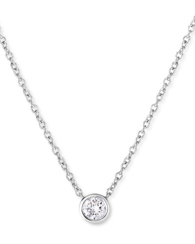 Forever Grown Diamonds Lab-created Diamond Bezel Solitaire Pendant Necklace (1/5 Ct. T.w. - Metallic