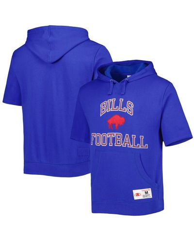 Mitchell & Ness Buffalo Bills Washed Short Sleeve Pullover Hoodie - Blue