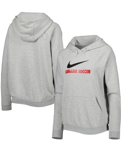 Nike Canada Soccer Lockup Varsity Fleece Raglan Pullover Hoodie - Gray