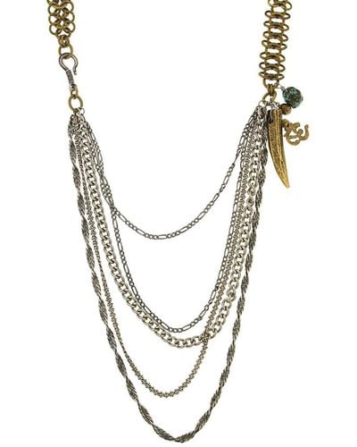 1928 T.r.u. By Mixed Metal Swag Layer Charm Necklace - Metallic