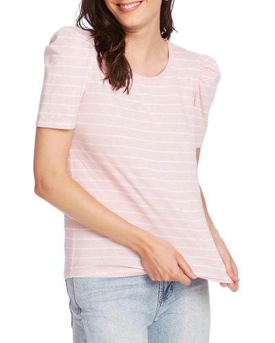 Court & Rowe Short Sleeve Classic Stripe Puff Sleeve T-shirt - White