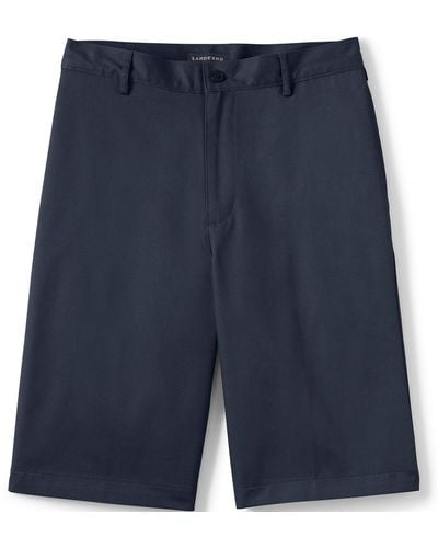 Lands' End School Uniform 11" Plain Front Blend Chino Shorts - Blue