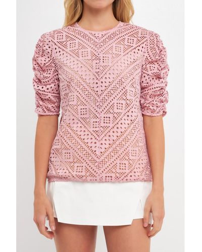 Endless Rose Lace Stripe Top - Red