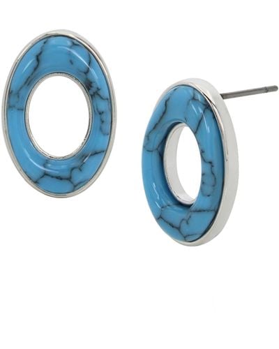 Robert Lee Morris Semi-precious Turquoise Oval Stud Earrings - Blue