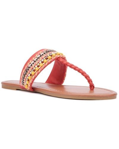New York & Company Joyce Thong Beaded Sandal - Pink