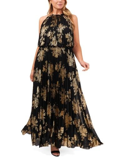 Msk Plus Size Floral-print Dress - Black