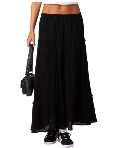 Edikted Charlotte Tiered Maxi Skirt - Black
