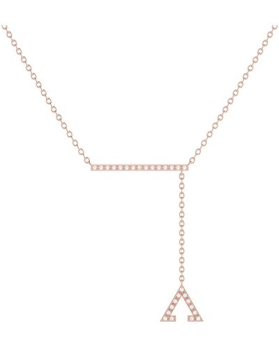 LuvMyJewelry Crane Lariat Triangle Bolo Adjustable Silver Diamond Necklace - Metallic