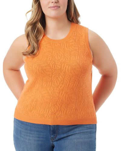 Jessica Simpson Trendy Plus Size Astrid Pointelle Tank Top - Orange
