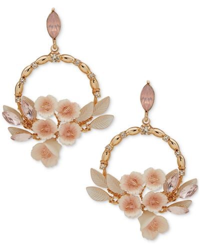 Lonna & Lilly Gold-tone Crystal & Bead Flower Chandelier Earrings - Metallic