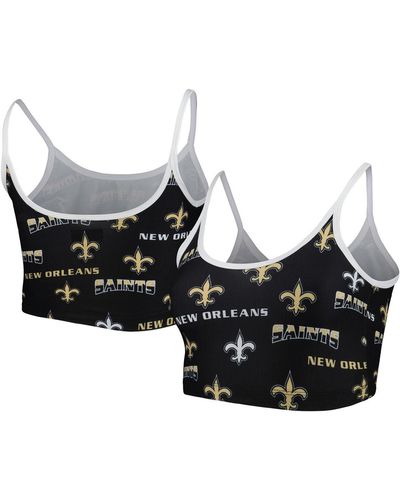 Concepts Sport New Orleans Saints Breakthrough Allover Knit Lounge Bralette - Black