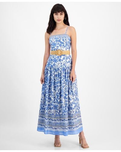 Taylor Printed Belted Maxi Dress - Blue