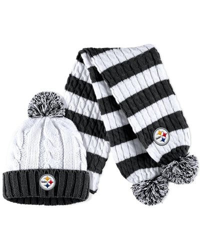 WEAR by Erin Andrews Pittsburgh Steelers Cable Stripe Cuffed Knit Hat - Black