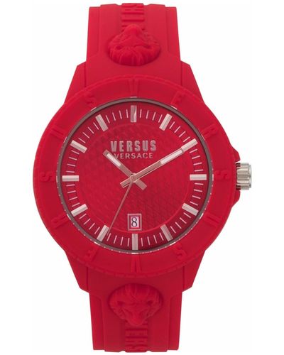 Versus 3 Hand Date Quartz Tokyo Silicone Watch - Red