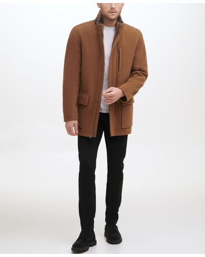 Cole Haan Wool Plush Car Coat - Brown