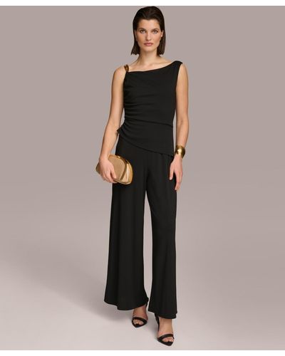 Donna Karan Hardware-strap Ruched Jumpsuit - Black